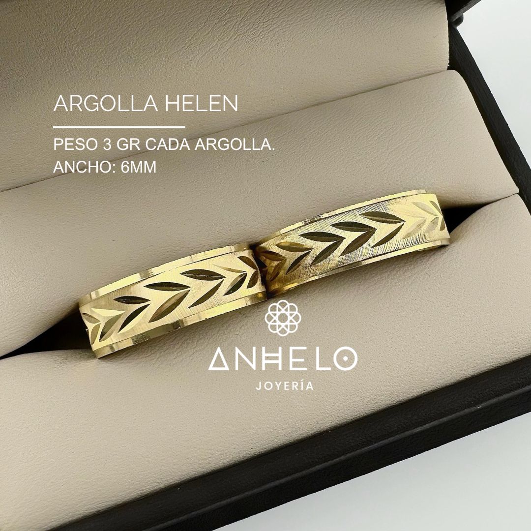 Argolla Helen Plata 925 con baño de Oro 24k