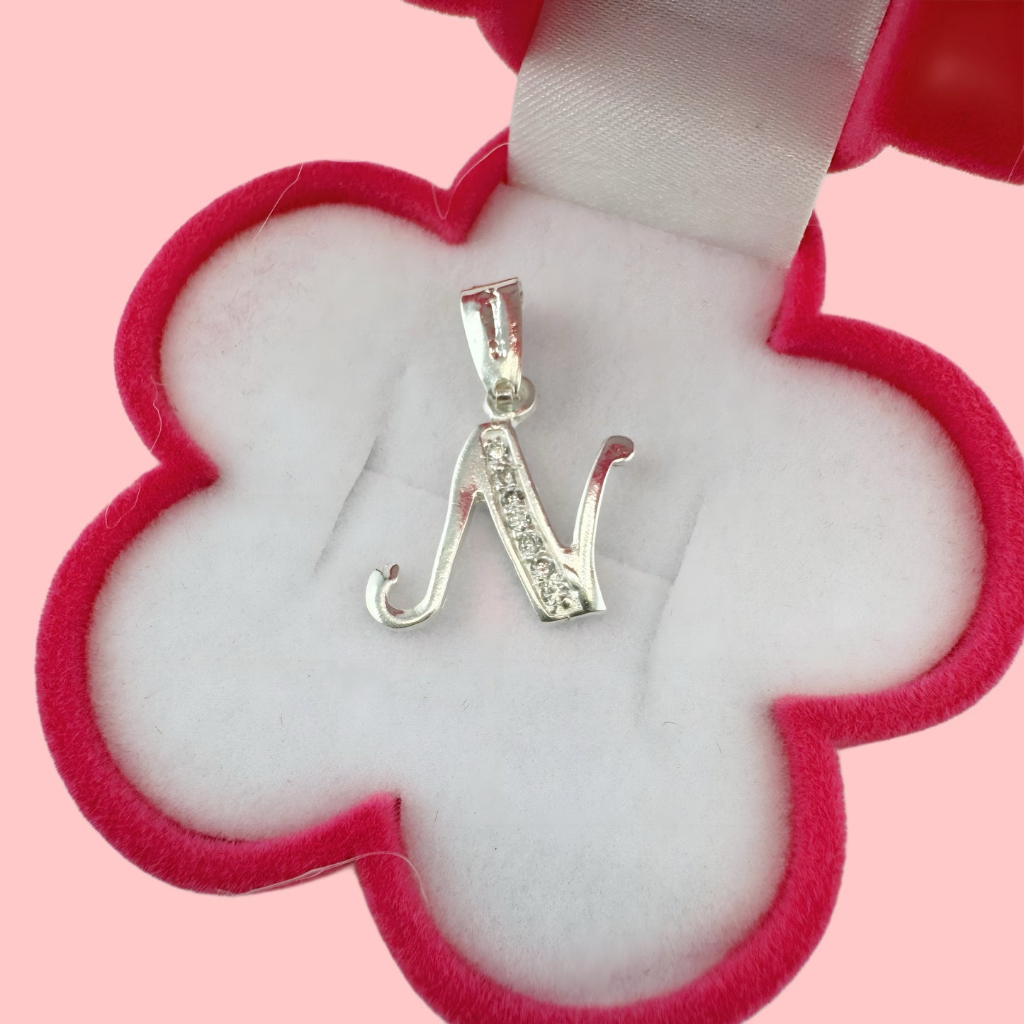 Dije Plata .925 Iniciales con Circonias Pequeño Letra N