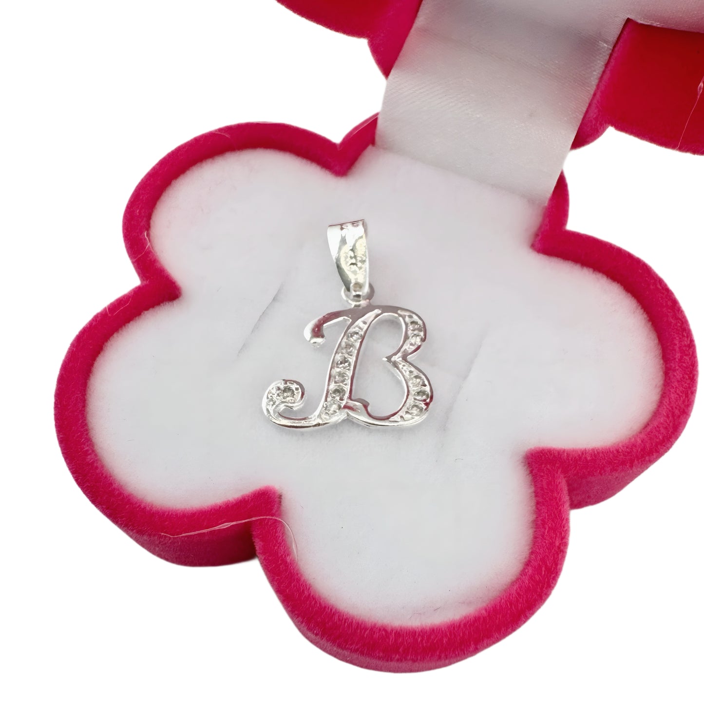 Dije Plata .925 Iniciales con Circonias Pequeño Letra B