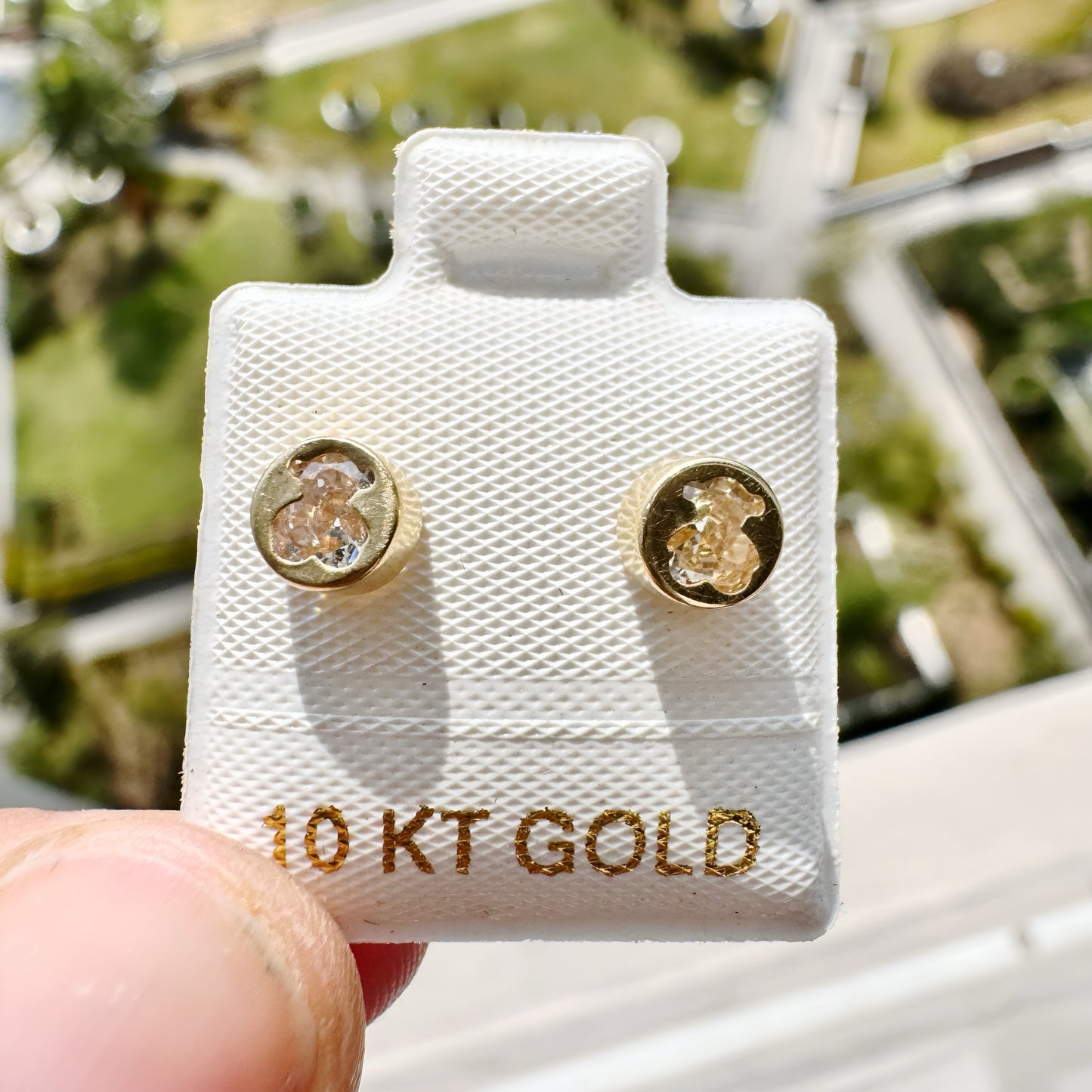 Arete Broquel Oro 10k Oso Tous Circonia Blanca