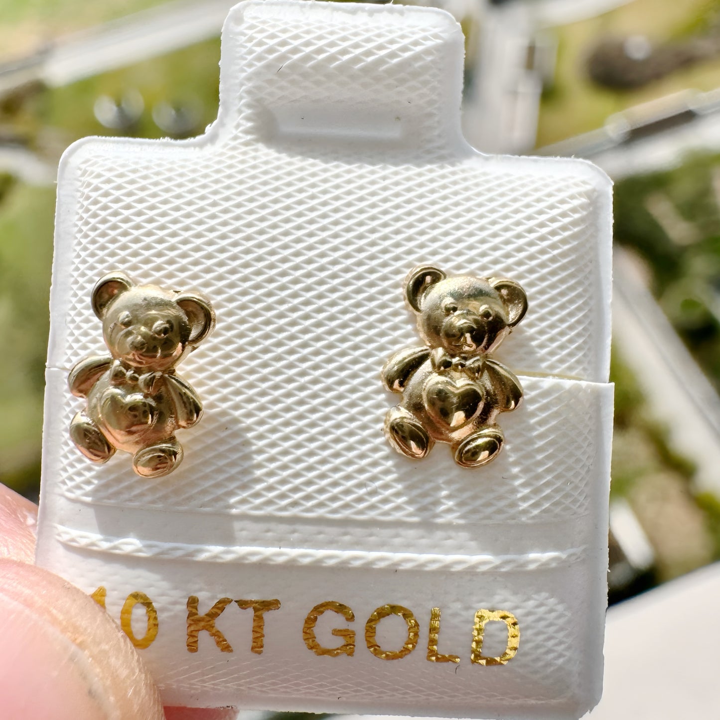 Arete Broquel Oro 10k Oso corazón md