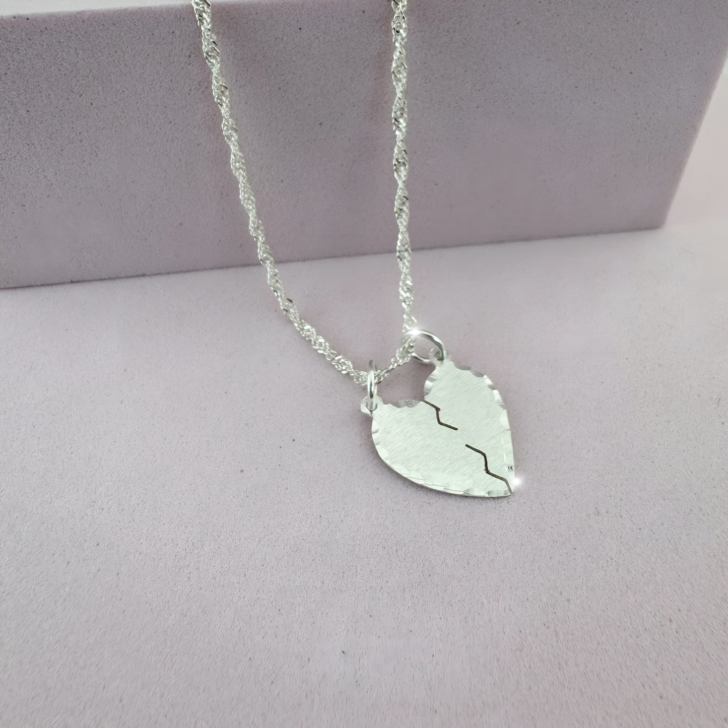 Corazón partido diamantado 💕 Plata 925