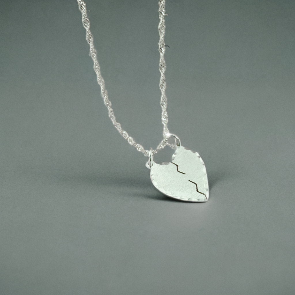 Corazón partido diamantado 💕 Plata 925