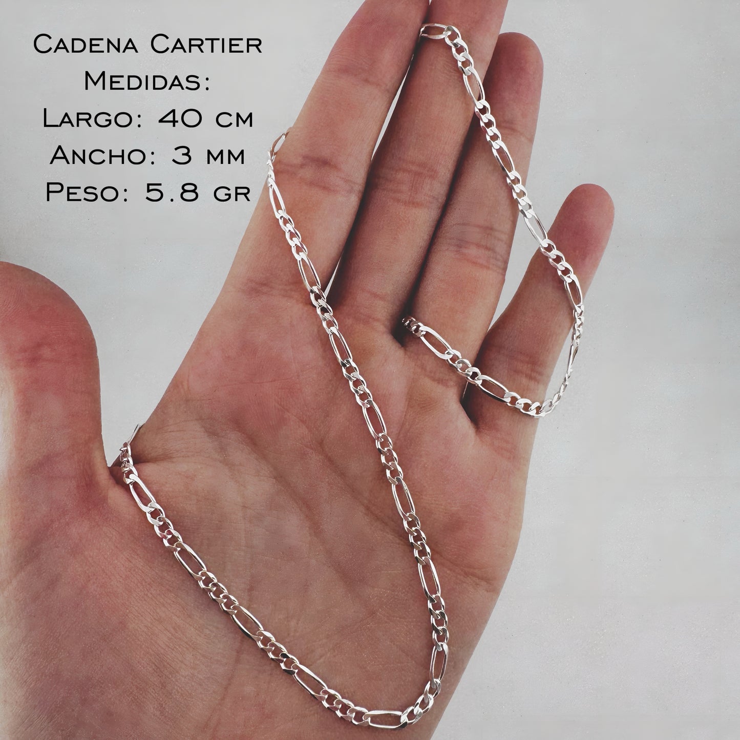 Cadena Cartier 3 mm x 40 cm