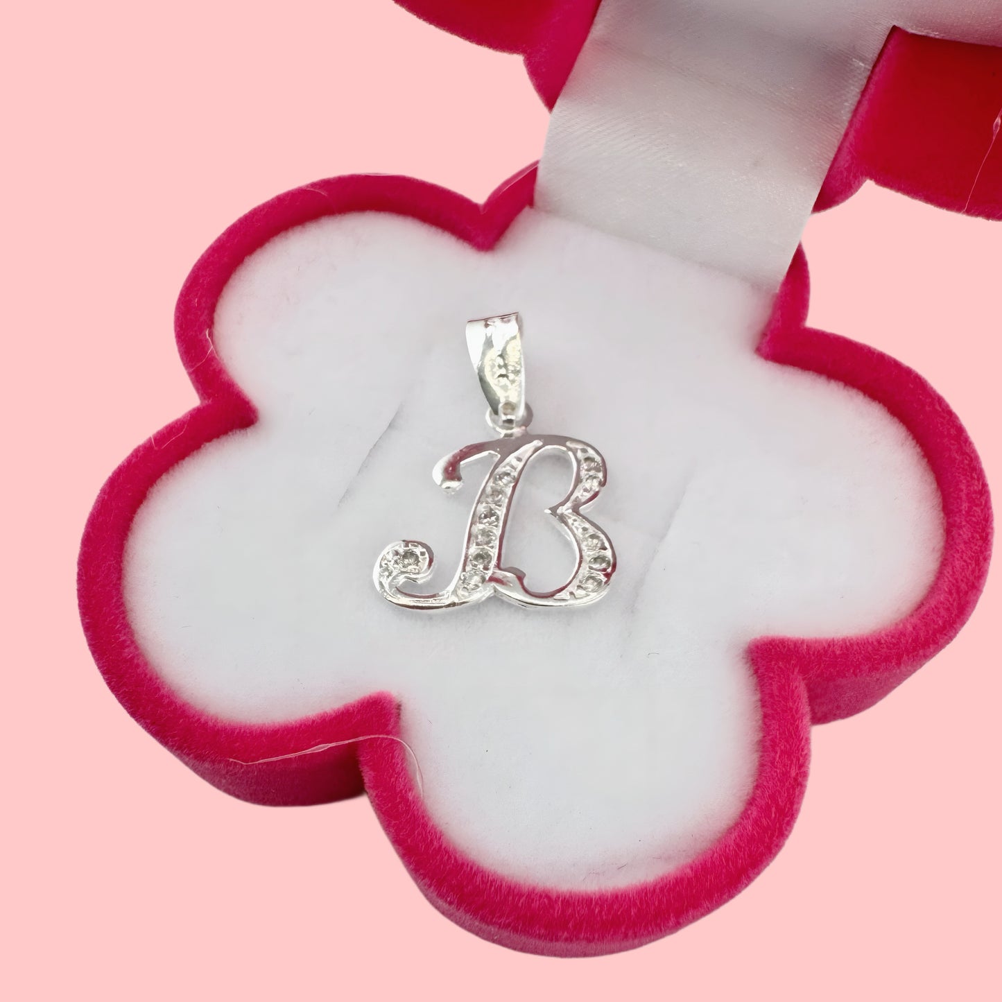 Dije Plata .925 Iniciales con Circonias Pequeño Letra B