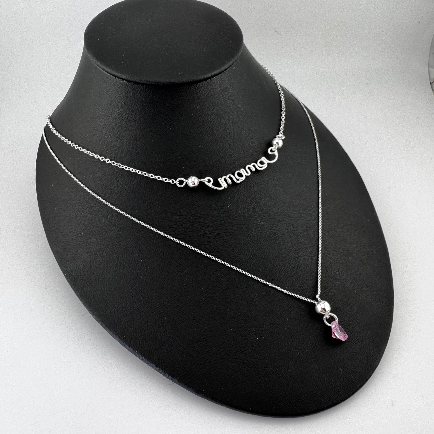Gargantilla doble mamá rosa