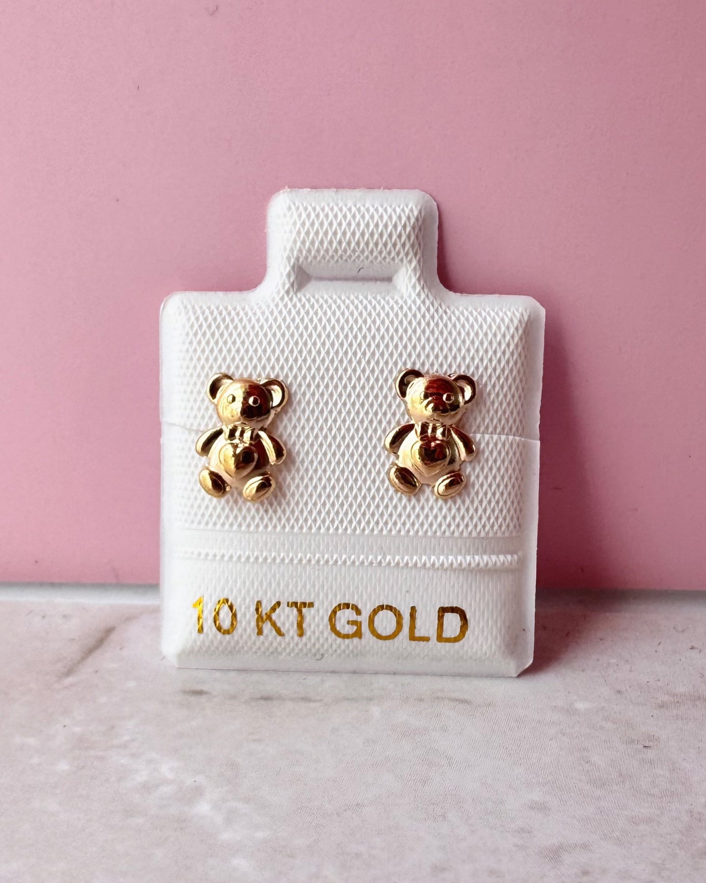 Arete Broquel Oro 10k Oso corazón md