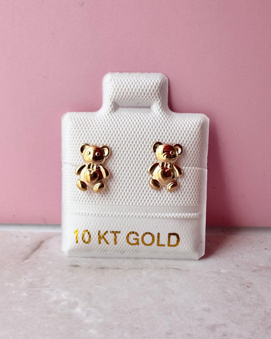 Arete Broquel Oro 10k Oso corazón md