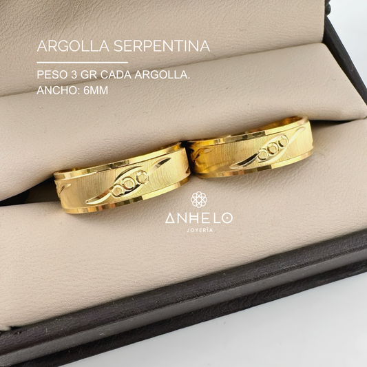 Argolla Serpentina con baño de Oro 24k