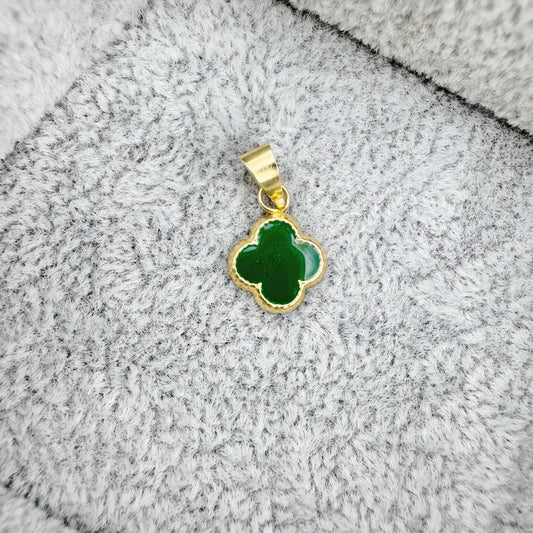 Dije trébol Verde 8.2 mm Oro 10k